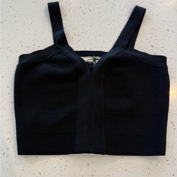 GUESS Black Mirage Ottoman Bandage Crop Tank Top Womens Y2K XS Sexy Stretch Span - Picture 4 of 14